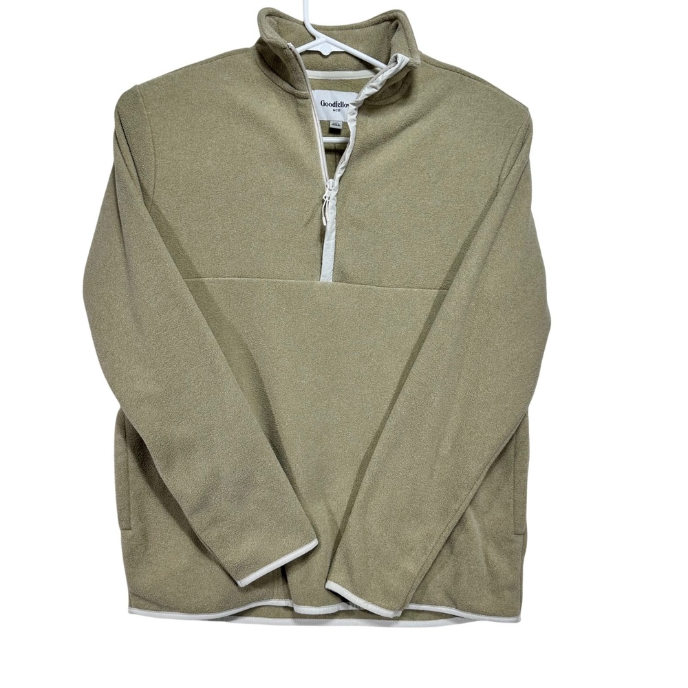Goodfellow & Co Mens Tan Fleece Quarter Zip Pullover Mock Neck Jacket Size M NEW - Picture 2 of 8